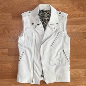 Zara Man White Faux Leather Biker Vest Jacket